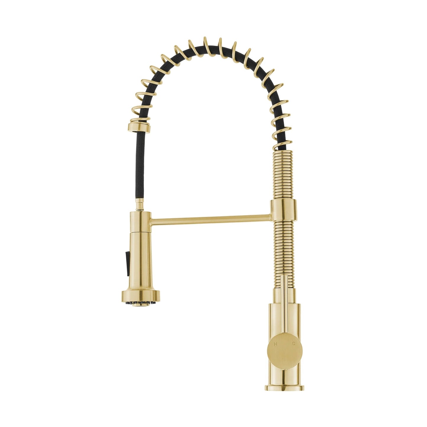 Swiss Madison Nouvet 19" Single Handle Brushed Gold Kitchen Faucet With 360 Swivel and Pull-Out Spray