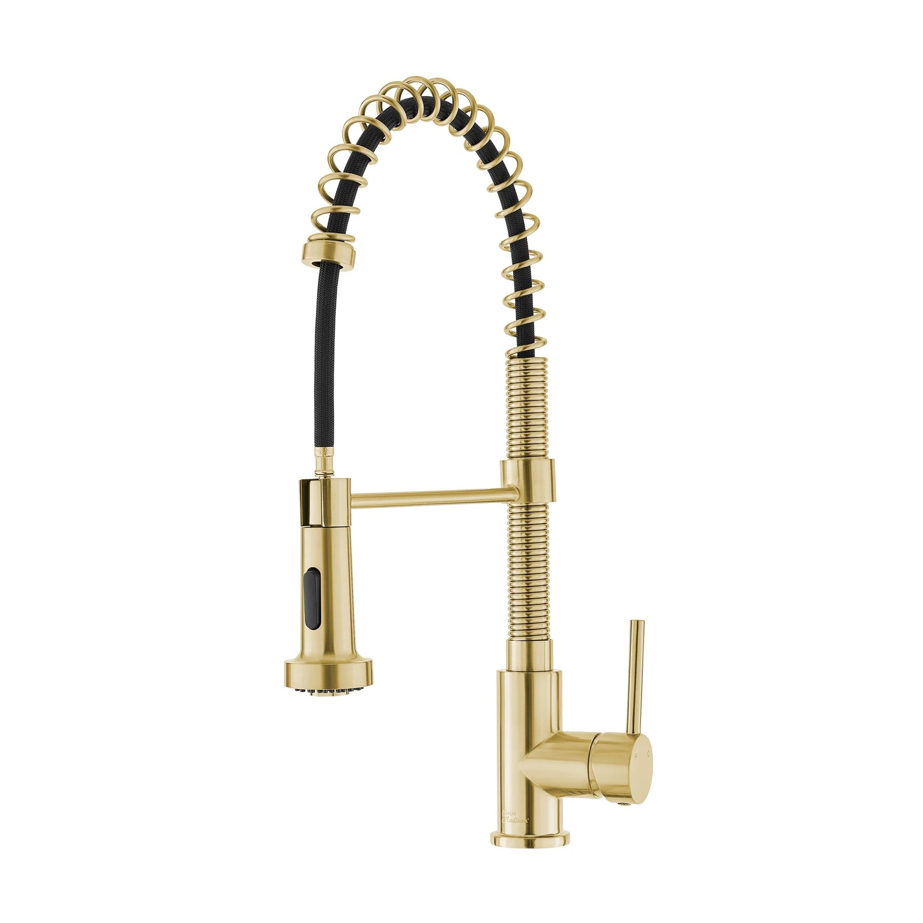 Swiss Madison Nouvet 19" Single Handle Brushed Gold Kitchen Faucet With 360 Swivel and Pull-Out Spray