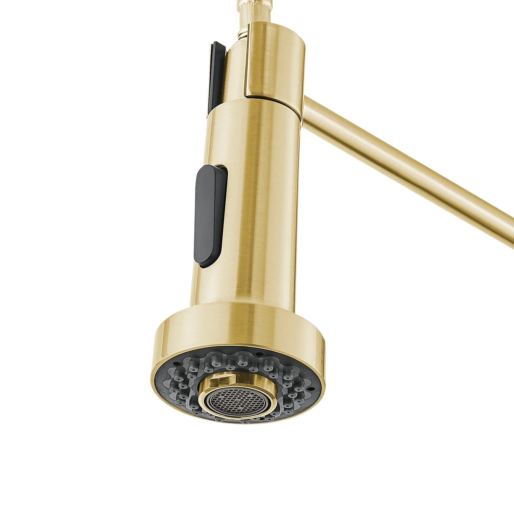 Swiss Madison Nouvet 19" Single Handle Brushed Gold Kitchen Faucet With 360 Swivel and Pull-Out Spray