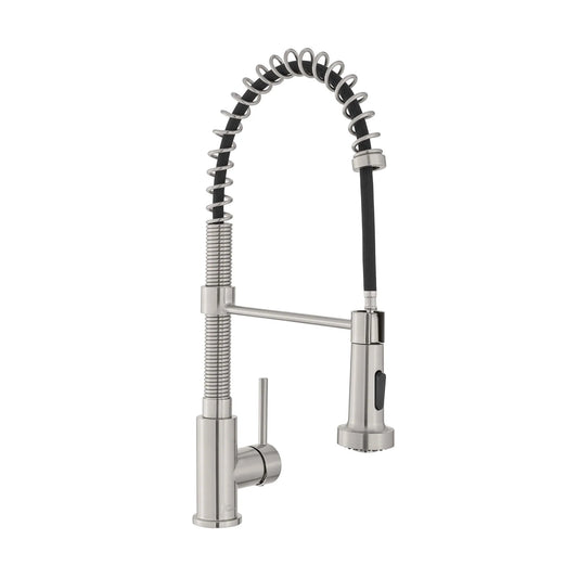Swiss Madison Nouvet 19" Single Handle Brushed Nickel Kitchen Faucet With 360 Swivel and Pull-Out Spray