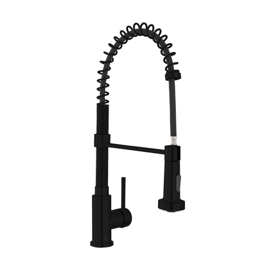 Swiss Madison Nouvet 19" Single Handle Matte Black Kitchen Faucet With 360 Swivel and Pull-Out Spray