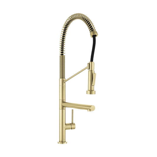 Swiss Madison Nouvet 25" Single Hole Brushed Gold Pull-Down Kitchen Faucet With Pot Filler