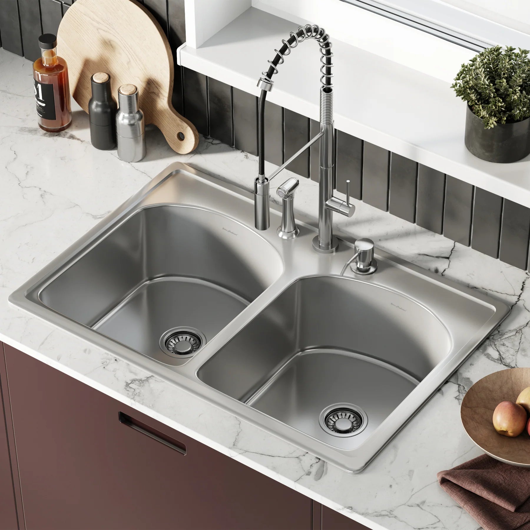 Swiss Madison Ouvert 33" Double Stainless Steel Top-Mount Kitchen Sink