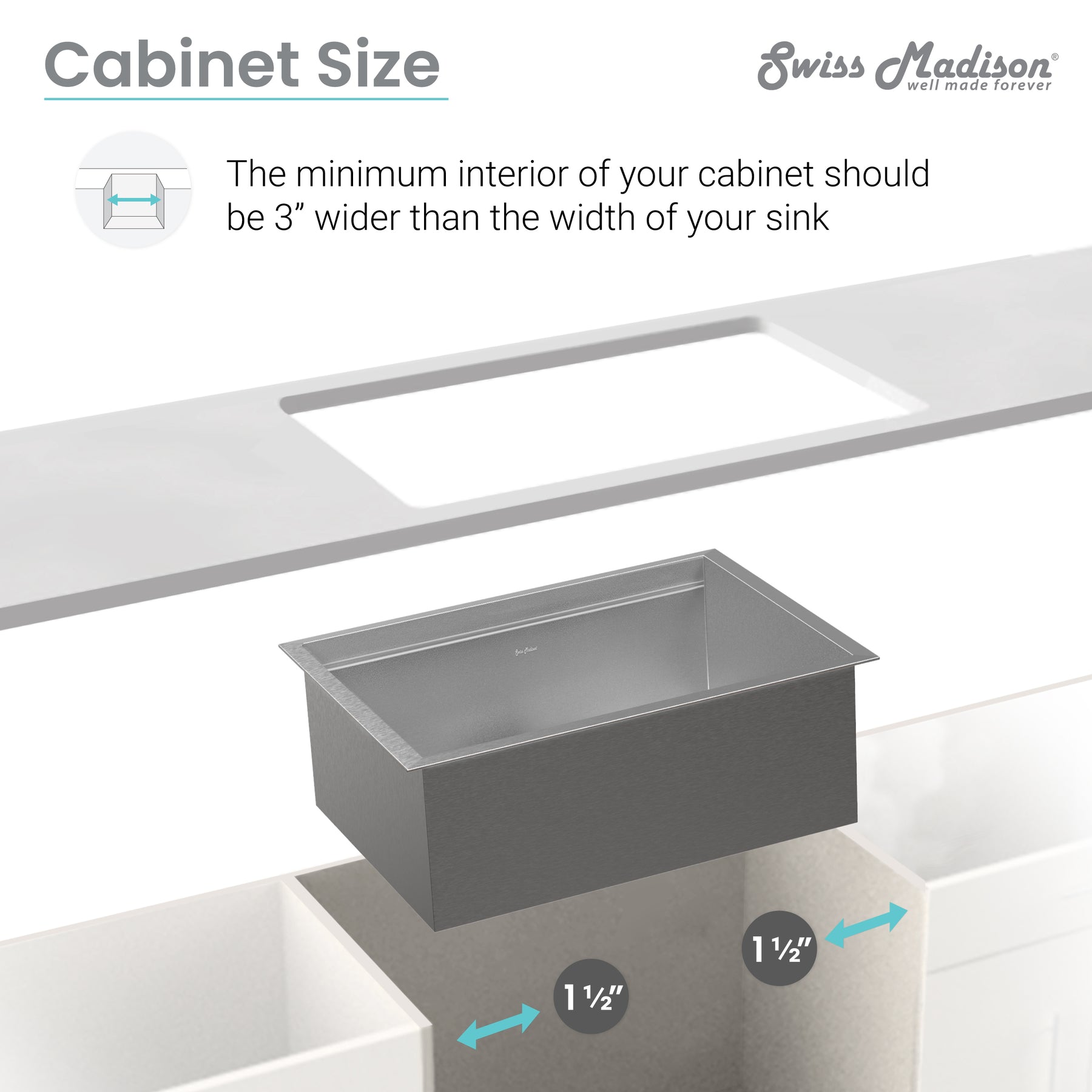 Swiss Madison Rivage 22" x 19" Single Basin Stainless Steel Undermount Kitchen Workstation Sink With Drain, Cutting Board and Colander