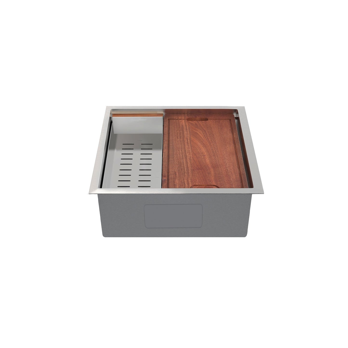 Swiss Madison Rivage 22" x 19" Single Basin Stainless Steel Undermount Kitchen Workstation Sink With Drain, Cutting Board and Colander