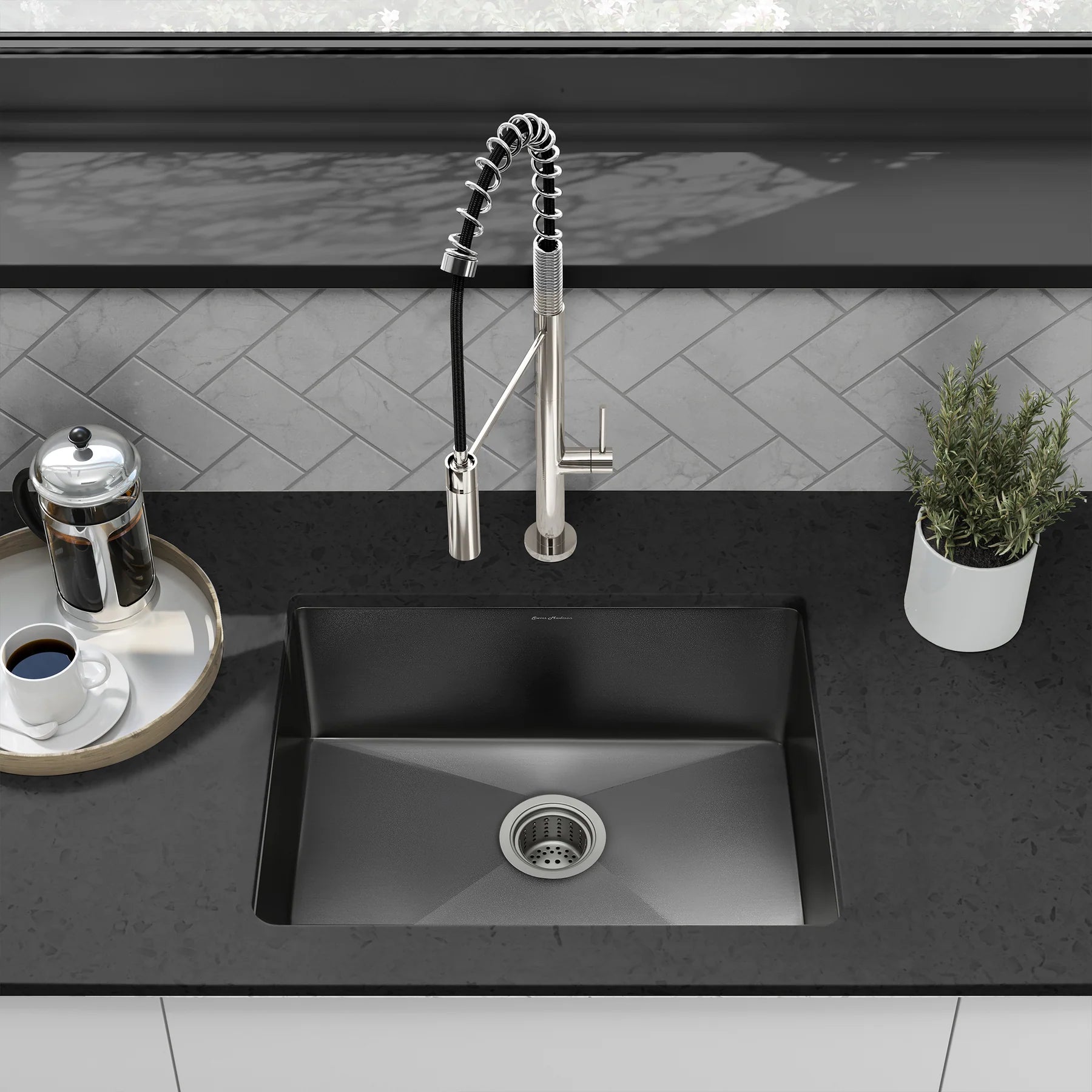 Swiss Madison Rivage 23" x 18" Black Single Basin Stainless Steel Undermount Kitchen Sink