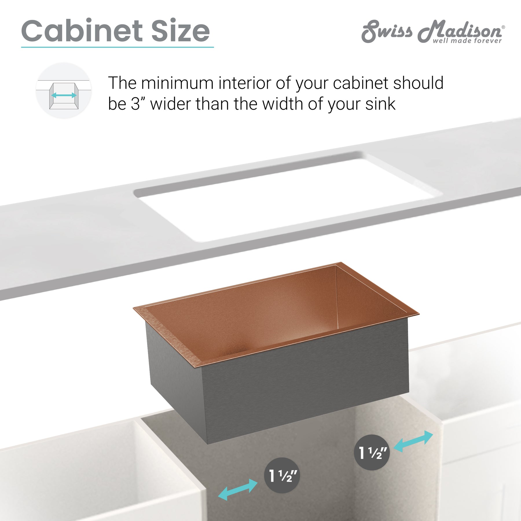 Swiss Madison Rivage 23" x 18" Rose Gold Single Basin Stainless Steel Undermount Kitchen Sink
