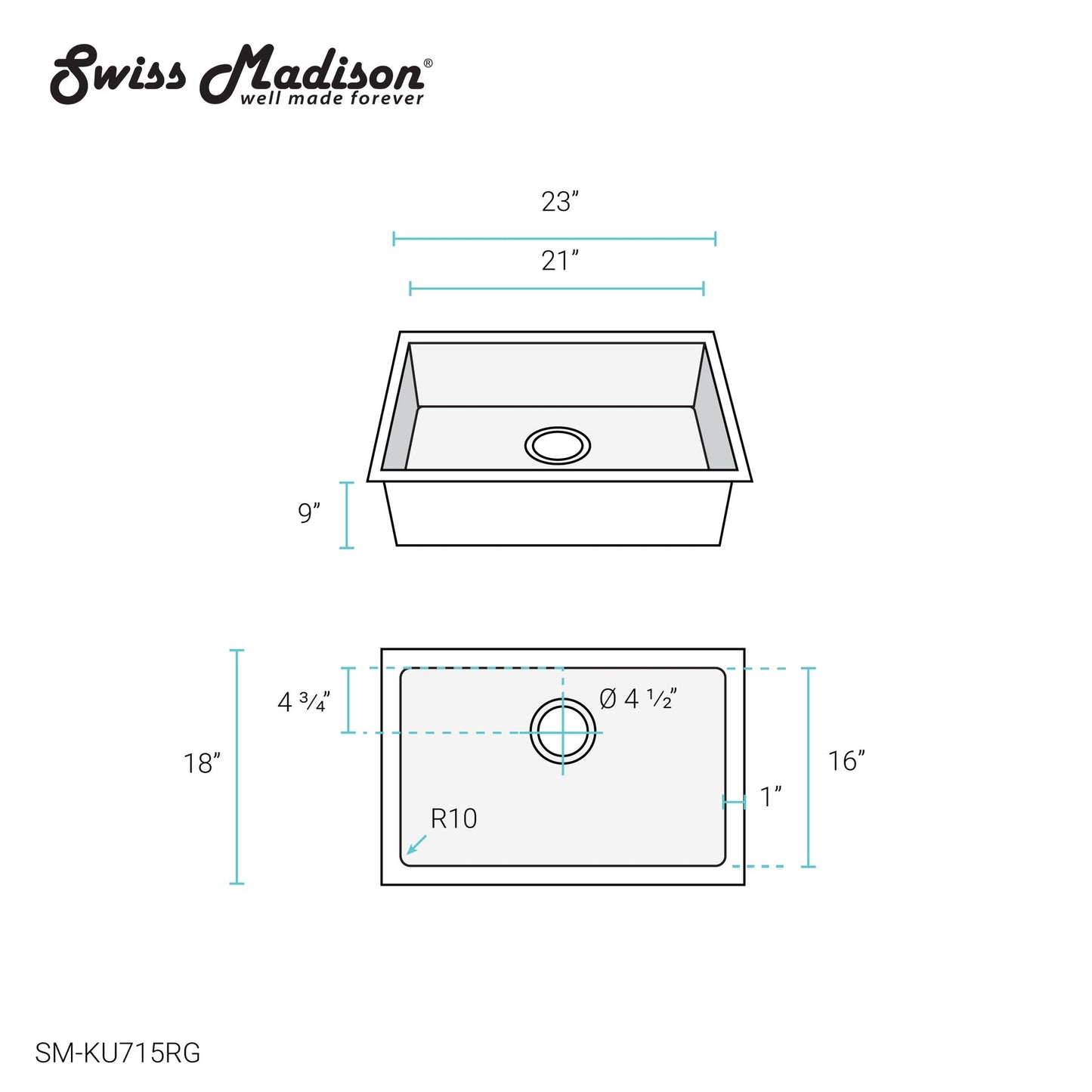 Swiss Madison Rivage 23" x 18" Rose Gold Single Basin Stainless Steel Undermount Kitchen Sink