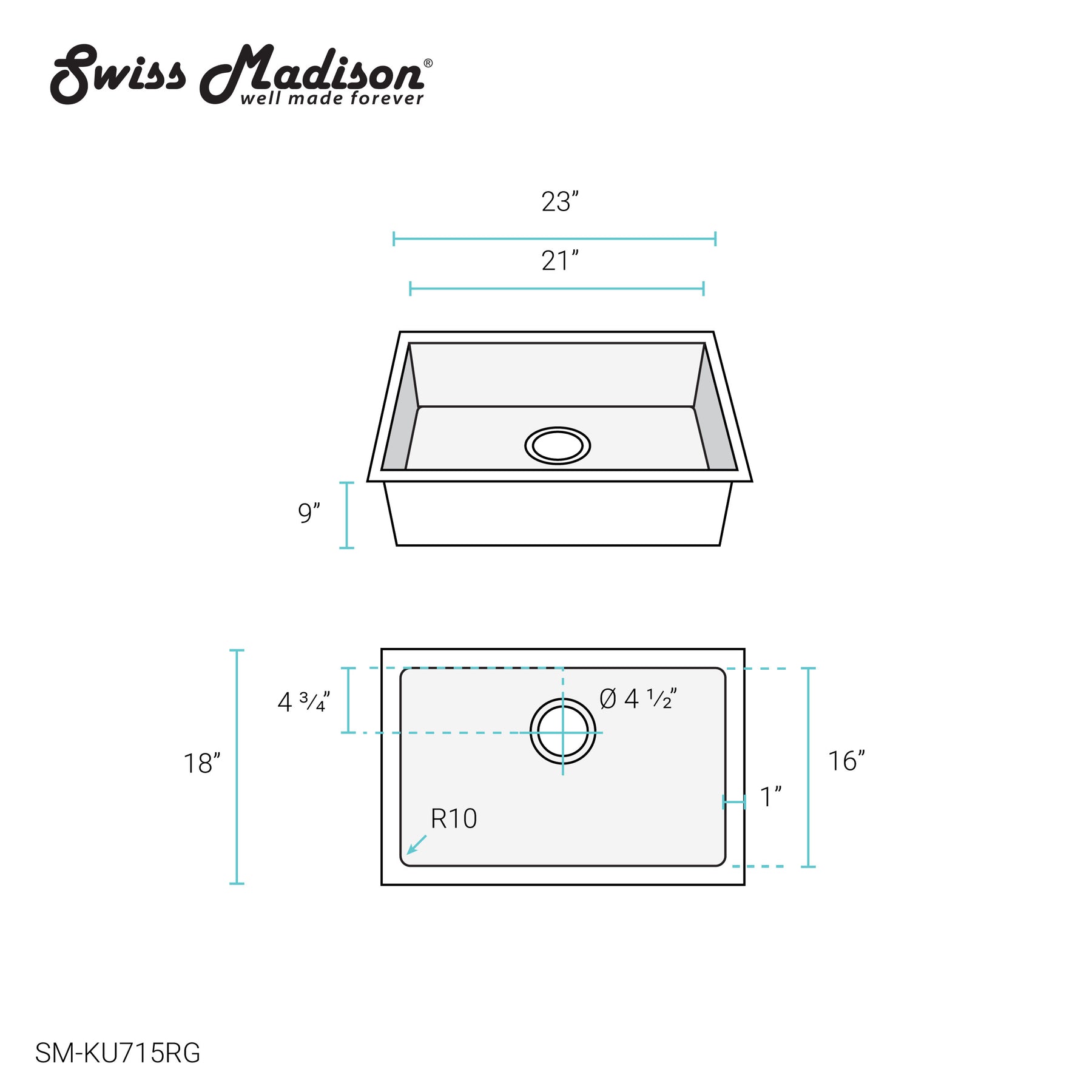 Swiss Madison Rivage 23" x 18" Rose Gold Single Basin Stainless Steel Undermount Kitchen Sink