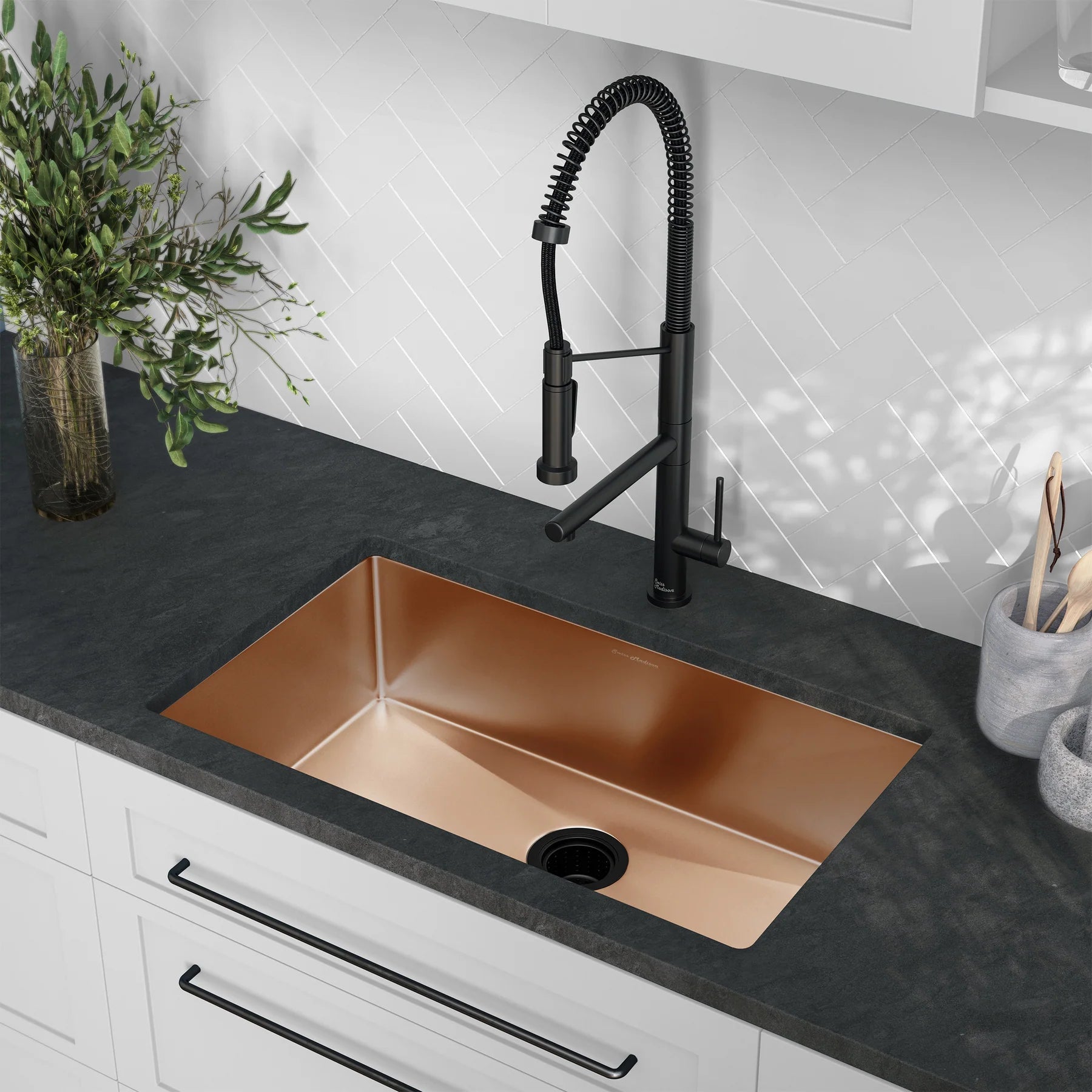 Swiss Madison Rivage 30" Single Rectangular Rose Gold Stainless Steel Undermount Kitchen Sink