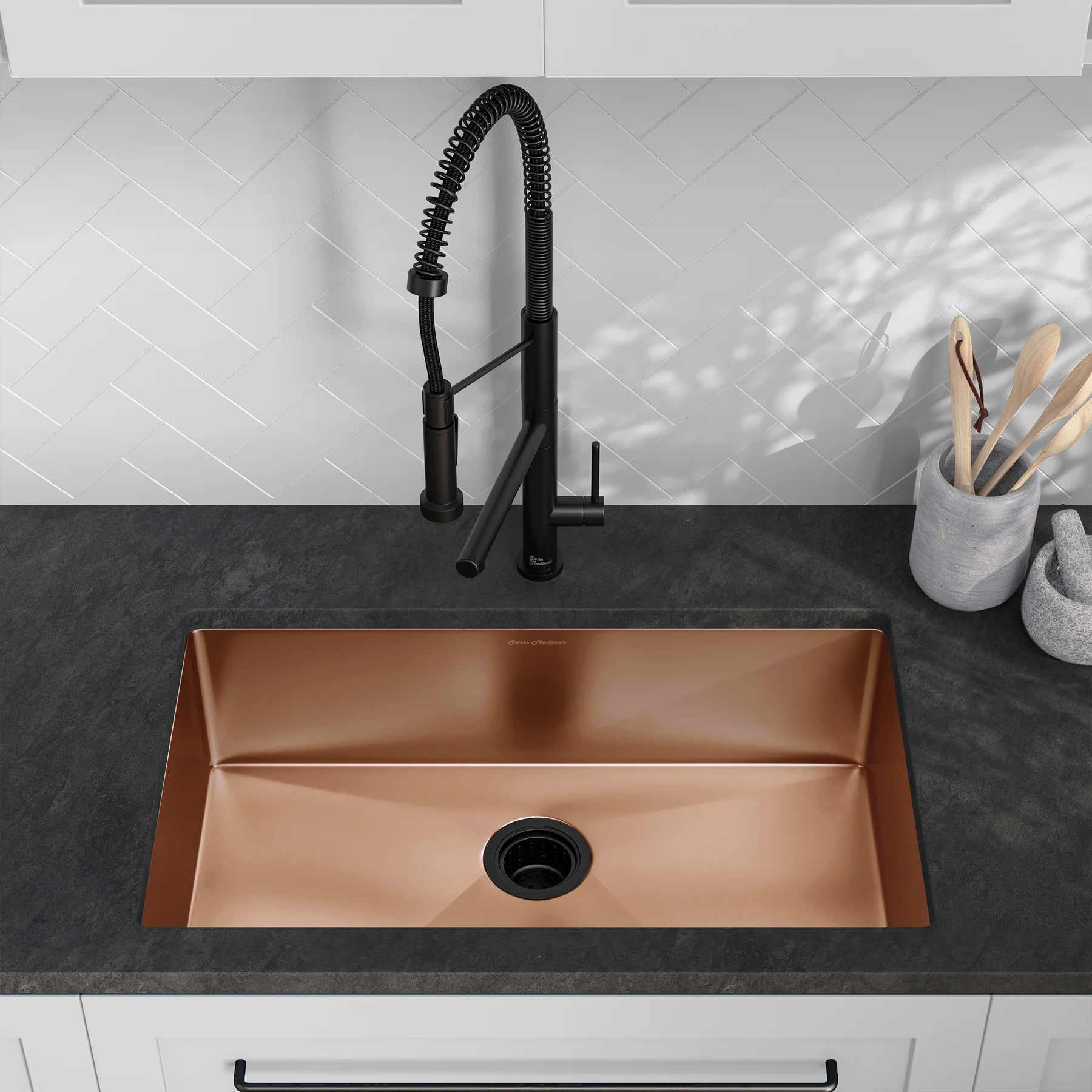 Swiss Madison Rivage 30" Single Rectangular Rose Gold Stainless Steel Undermount Kitchen Sink