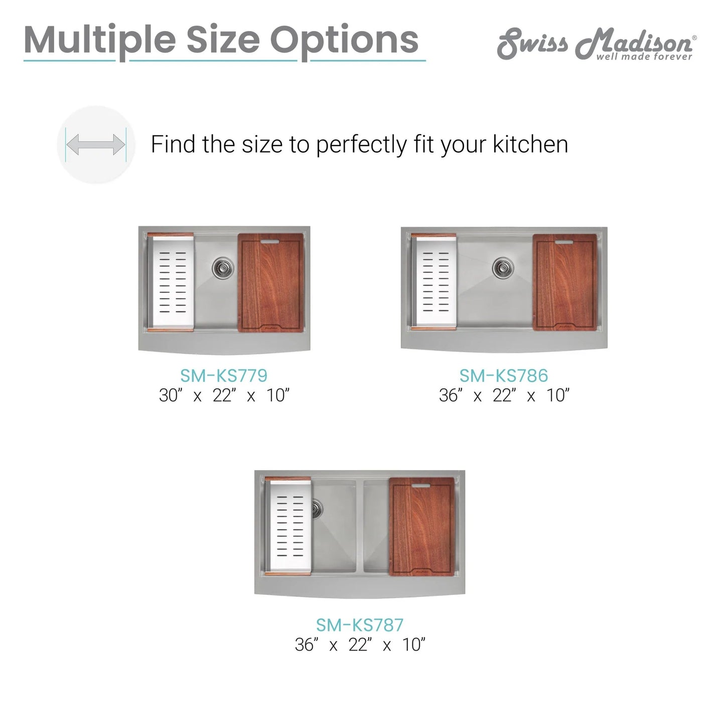Swiss Madison Rivage 30" Single Stainless Steel Farmhouse Kitchen Workstation Sink With Apron