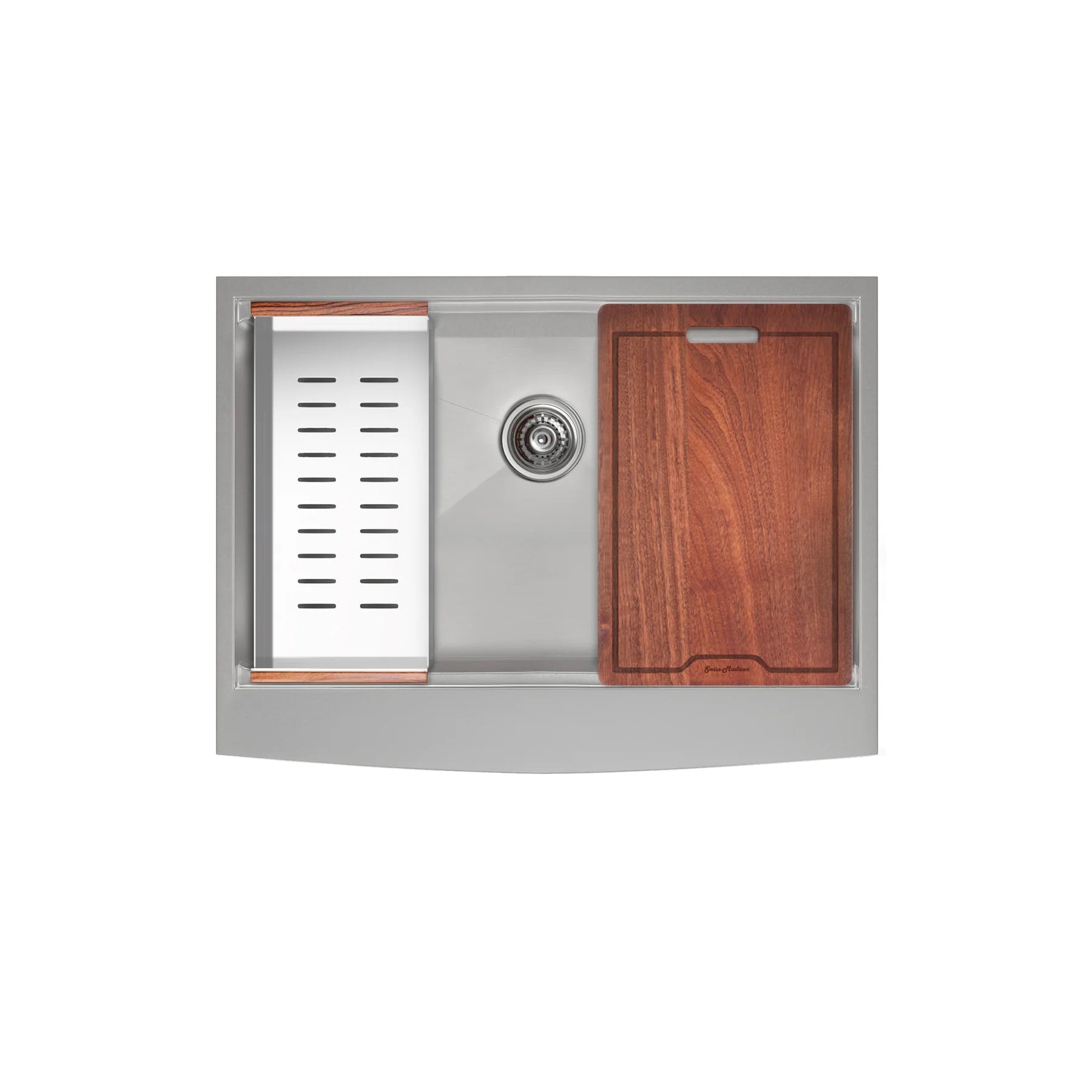 Swiss Madison Rivage 30" Single Stainless Steel Farmhouse Kitchen Workstation Sink With Apron