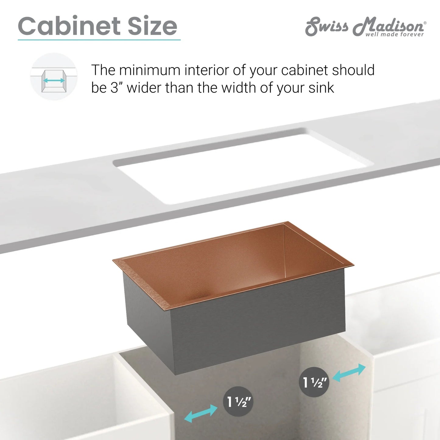 Swiss Madison Rivage 32" x 19" Single Rose Gold Stainless Steel Undermount Kitchen Sink