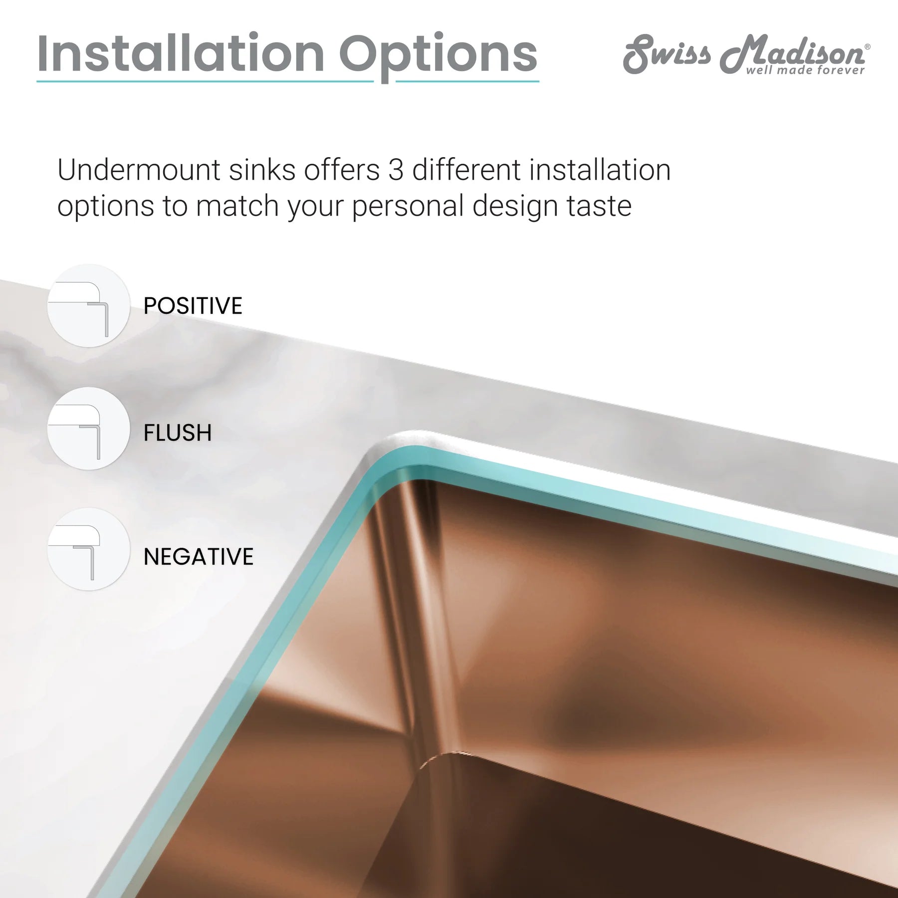 Swiss Madison Rivage 32" x 19" Single Rose Gold Stainless Steel Undermount Kitchen Sink