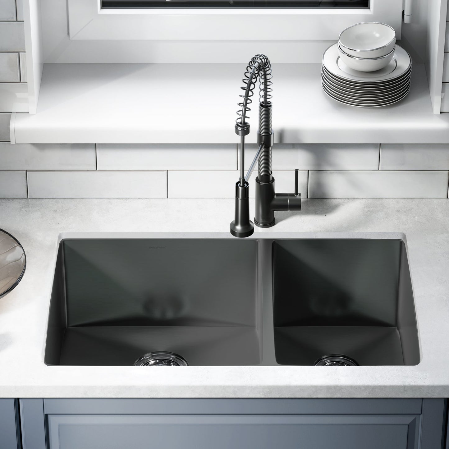 Swiss Madison Rivage 33" x 20" Black Double Basin 60/40 Stainless Steel Undermount Kitchen Sink