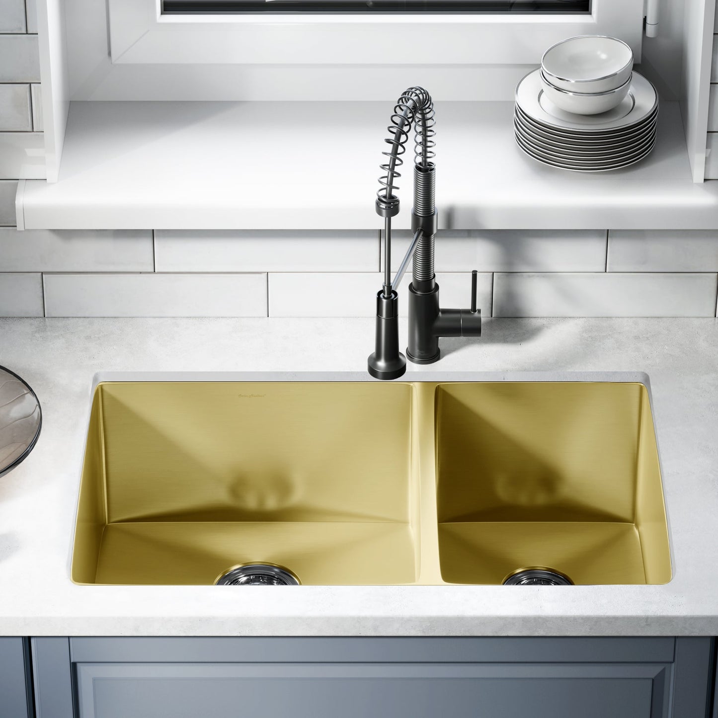 Swiss Madison Rivage 33" x 20" Gold Double Basin 60/40 Stainless Steel Undermount Kitchen Sink