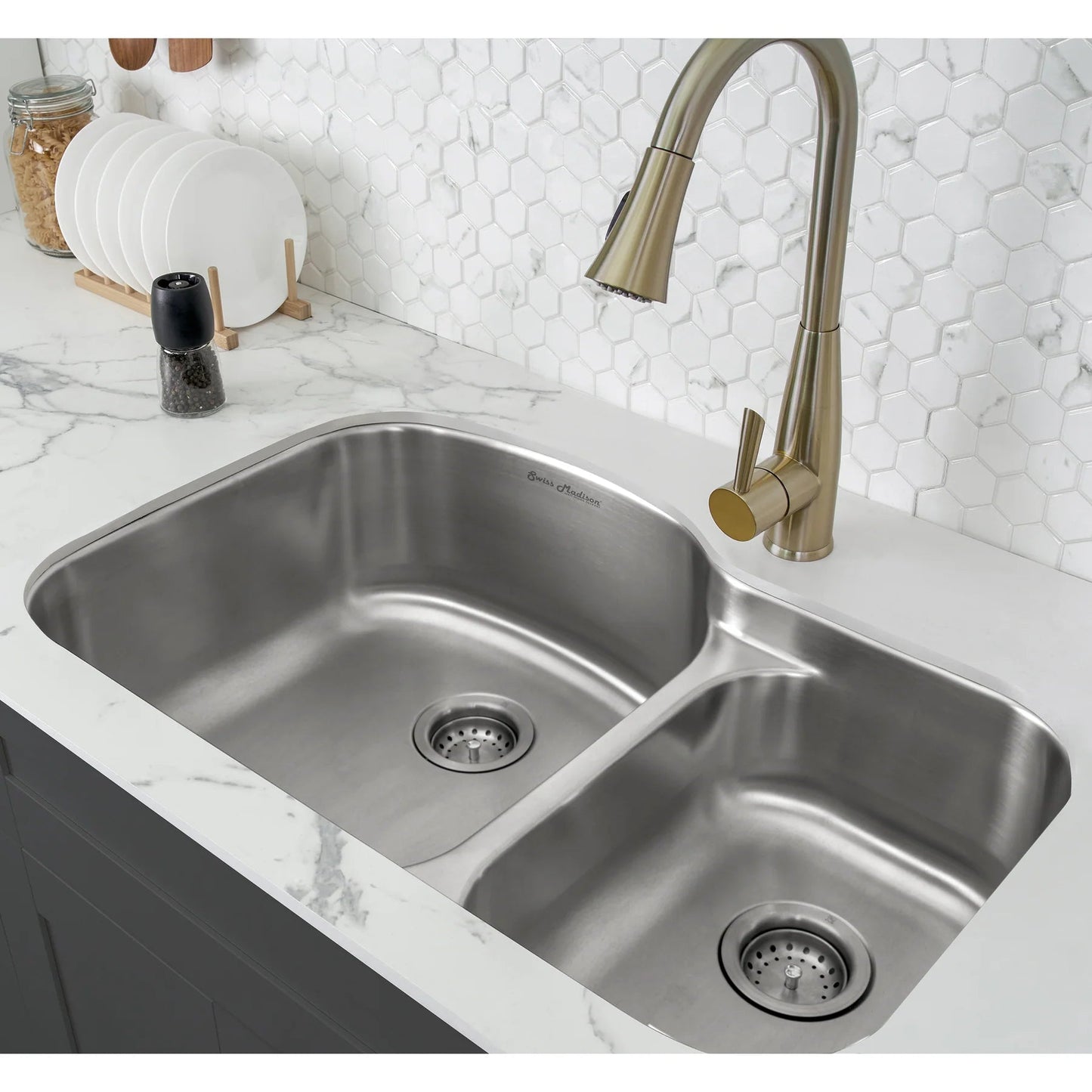 Swiss Madison Toulouse 32" x 21" Dual Stainless Steel Undermount Kitchen Sink