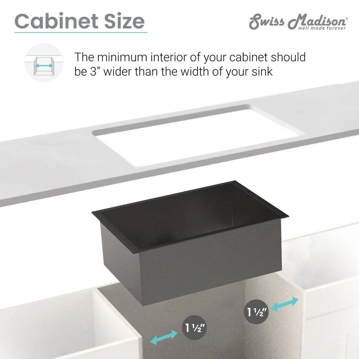 Swiss Madison Tourner 21" x 18" Single Black Stainless Steel Undermount Kitchen Sink