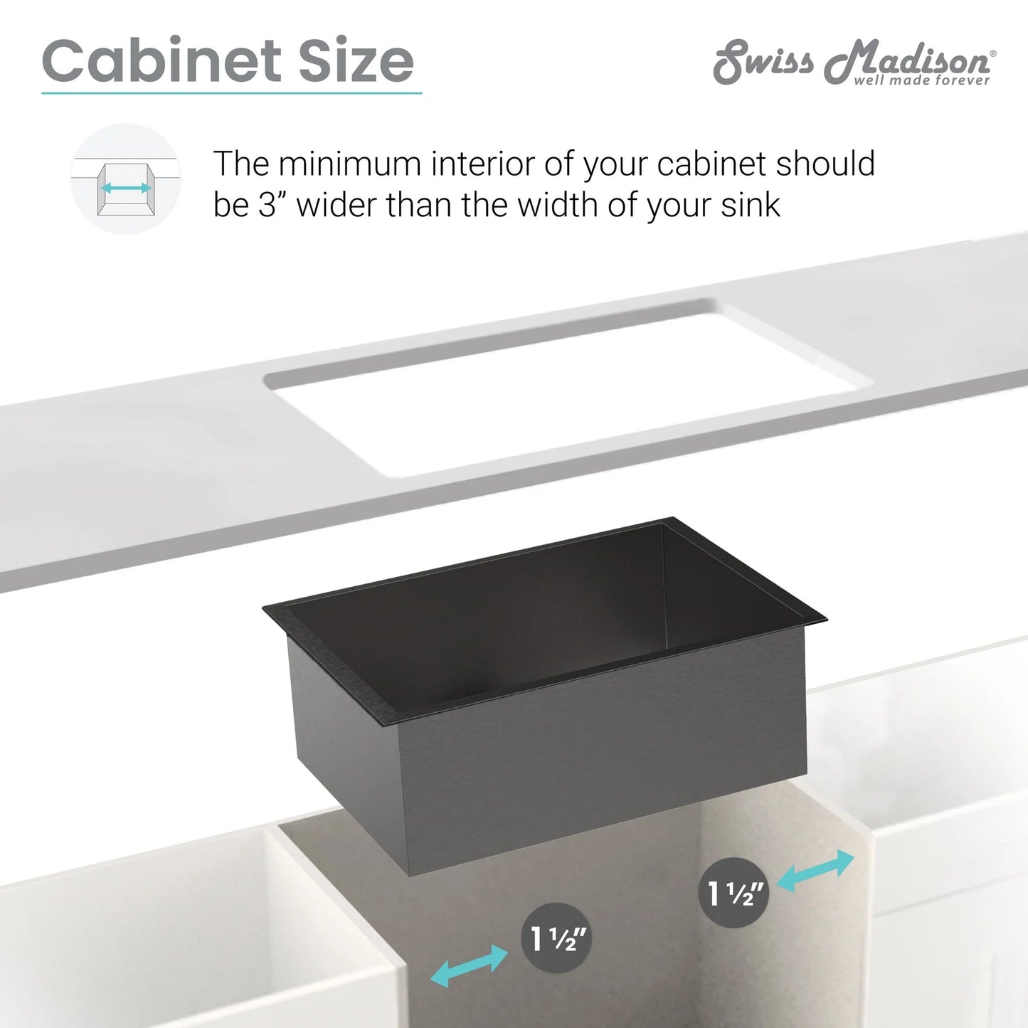 Swiss Madison Tourner 26" x 18" Single Black Stainless Steel Undermount Kitchen Sink