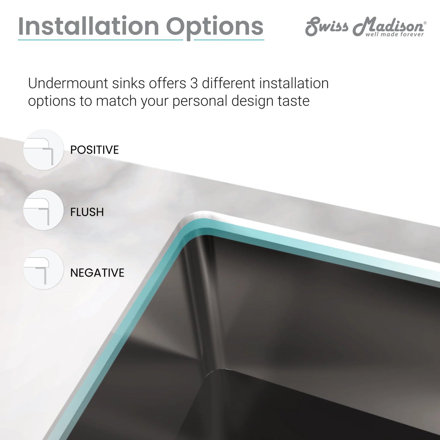 Swiss Madison Tourner 26" x 18" Single Black Stainless Steel Undermount Kitchen Sink