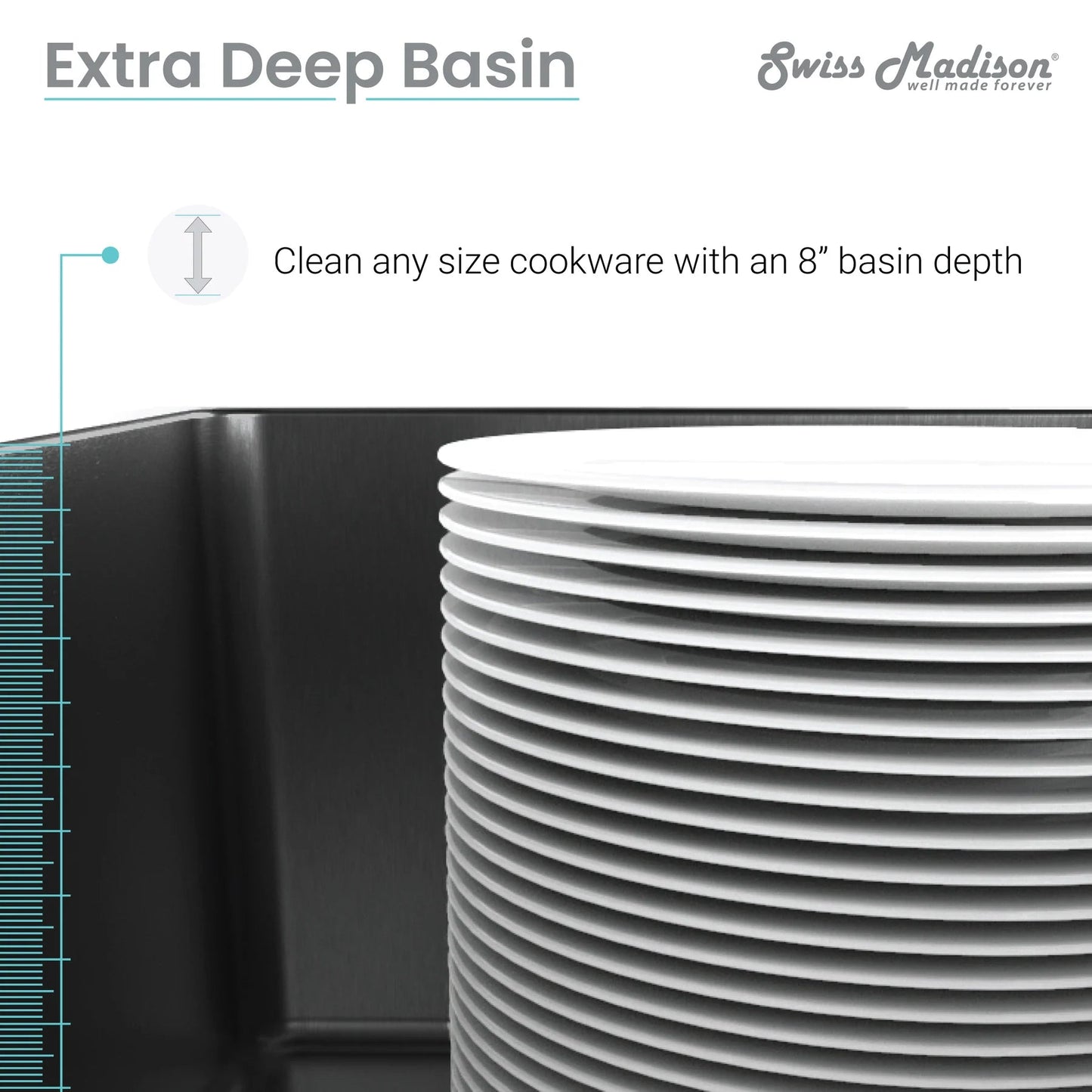 Swiss Madison Tourner 26" x 18" Single Black Stainless Steel Undermount Kitchen Sink