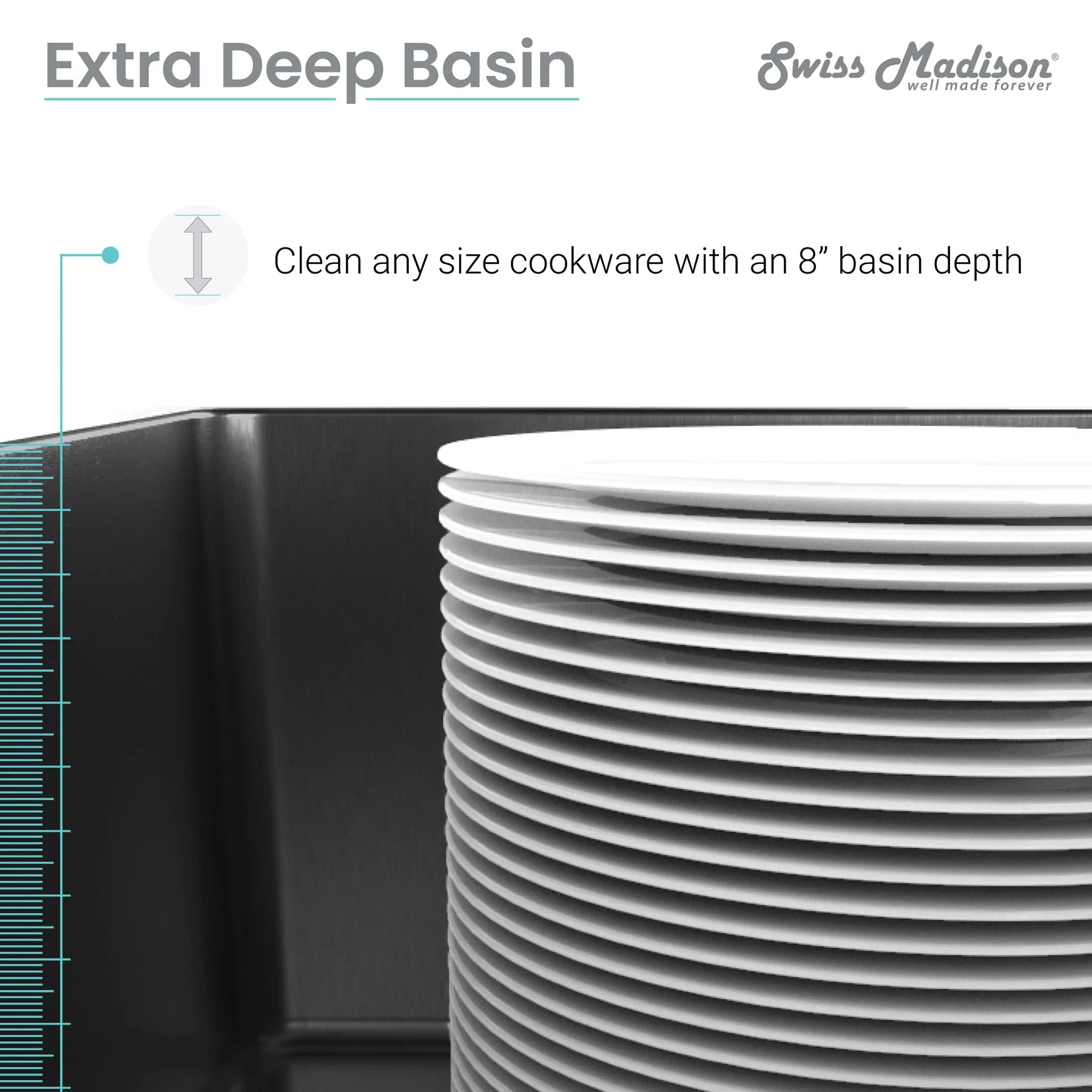 Swiss Madison Tourner 26" x 18" Single Black Stainless Steel Undermount Kitchen Sink