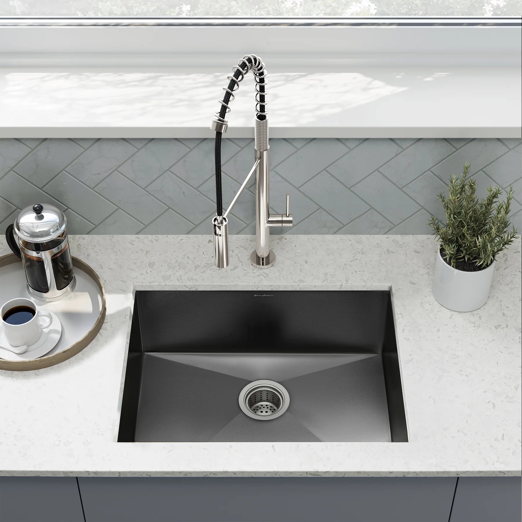 Swiss Madison Tourner 27" x 19" Single Black Stainless Steel Undermount Kitchen Sink
