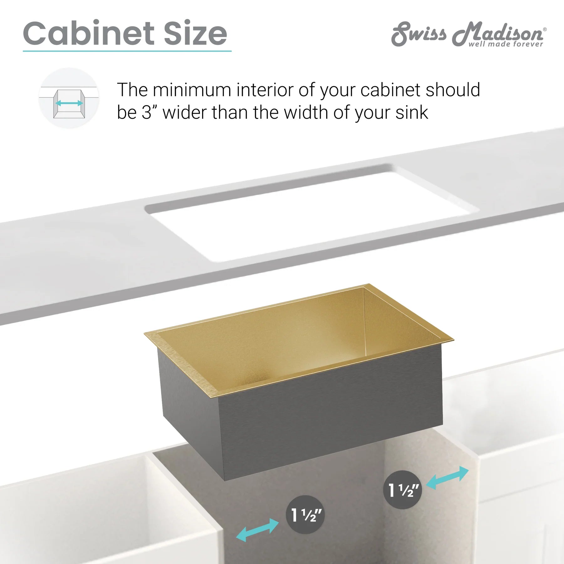 Swiss Madison Tourner 27" x 19" Single Gold Stainless Steel Undermount Kitchen Sink