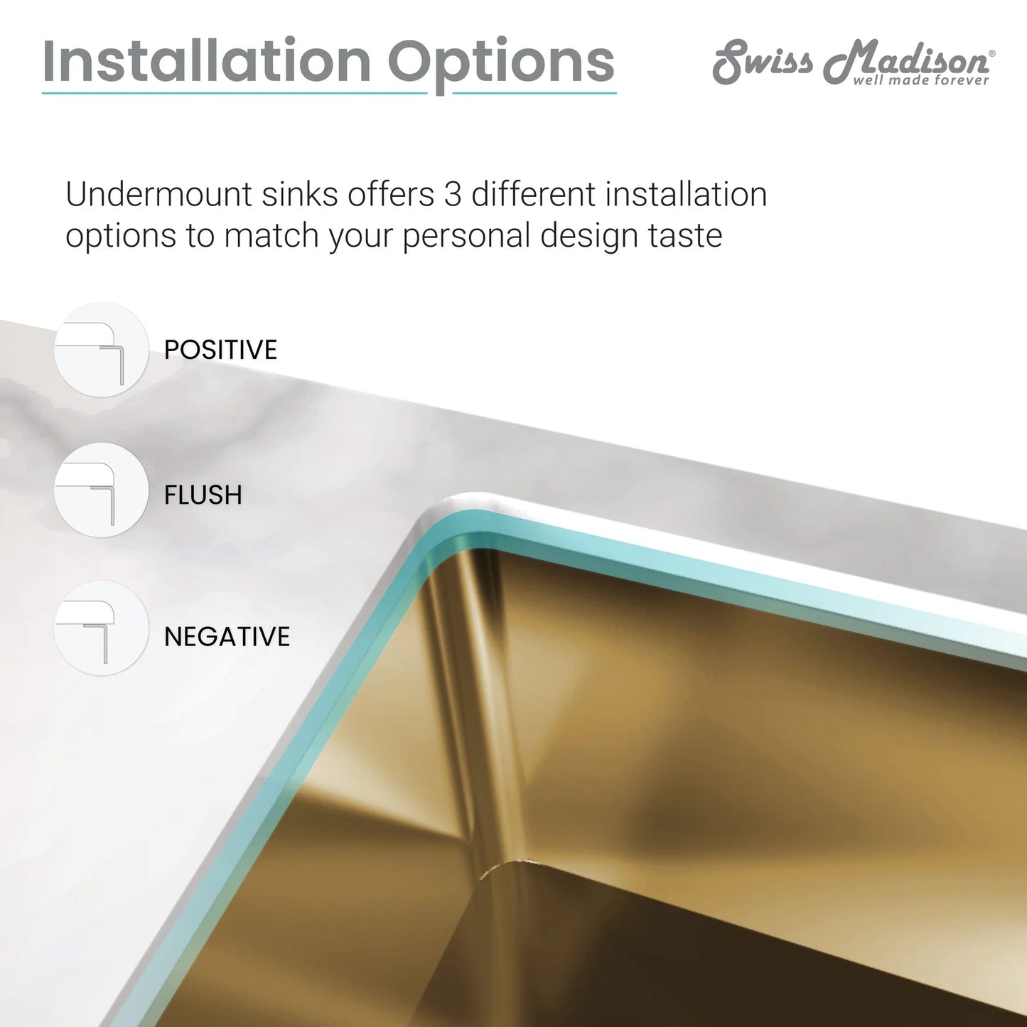 Swiss Madison Tourner 27" x 19" Single Gold Stainless Steel Undermount Kitchen Sink