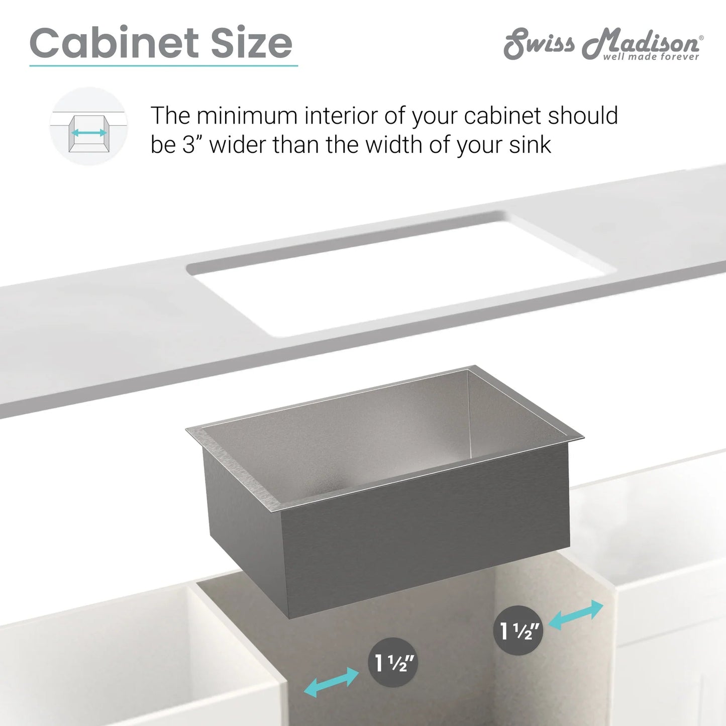 Swiss Madison Tourner 27" x 19" Single Stainless Steel Undermount Kitchen Sink