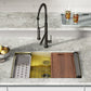 Swiss Madison Tourner 32" x 19" Gold Single Basin Stainless Steel Undermount Kitchen Workstation Sink With Drain, Cutting Board, Bottom Grid, Colander and Drying Rack