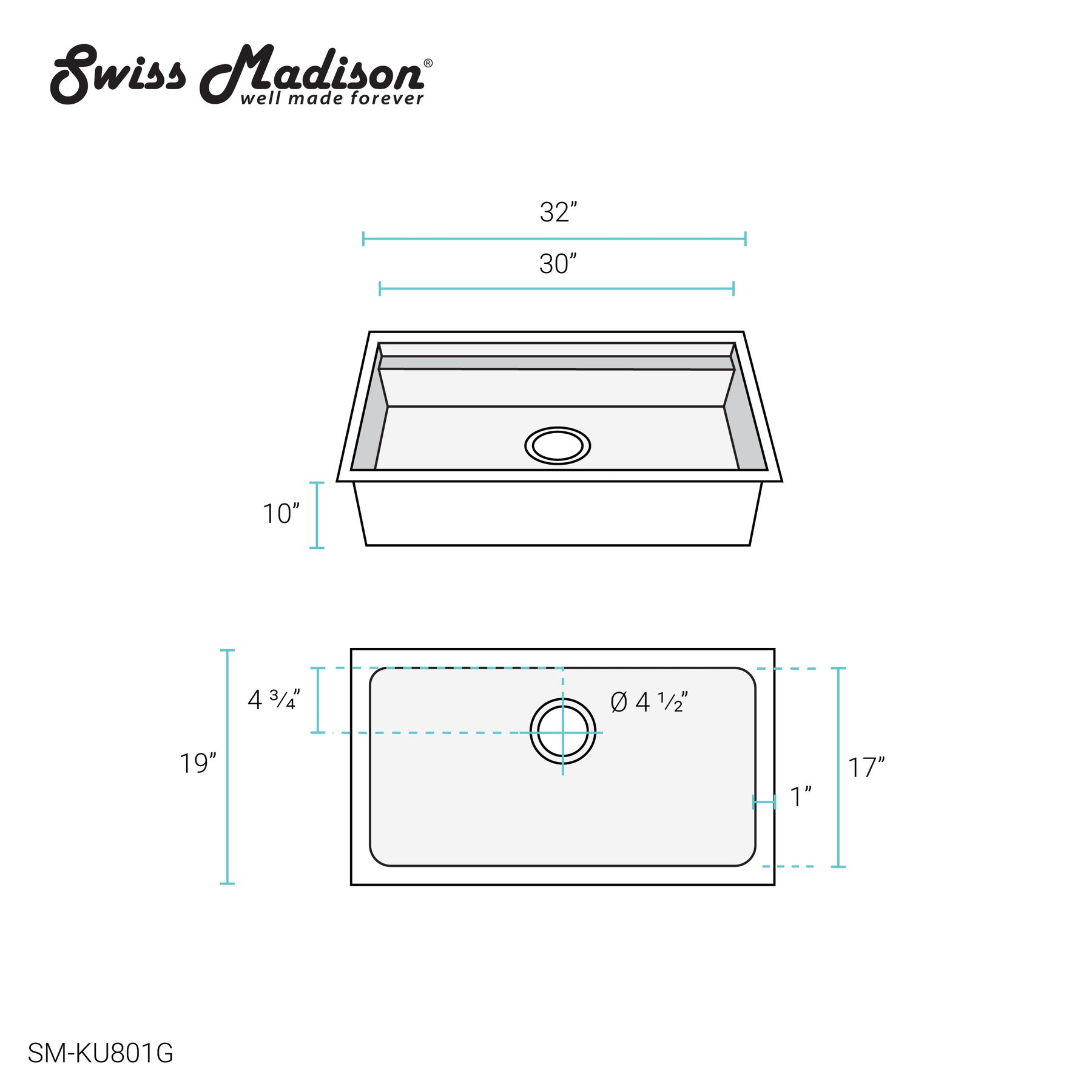Swiss Madison Tourner 32" x 19" Gold Single Basin Stainless Steel Undermount Kitchen Workstation Sink With Drain, Cutting Board, Bottom Grid, Colander and Drying Rack