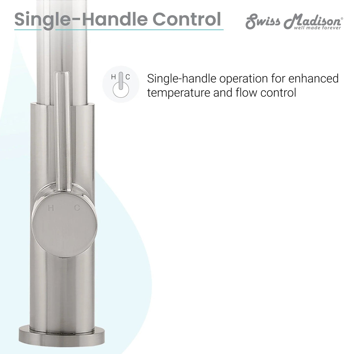 Swiss Madison Troyes 19" Single Hole Brushed Nickel Pull-Down Kitchen Faucet