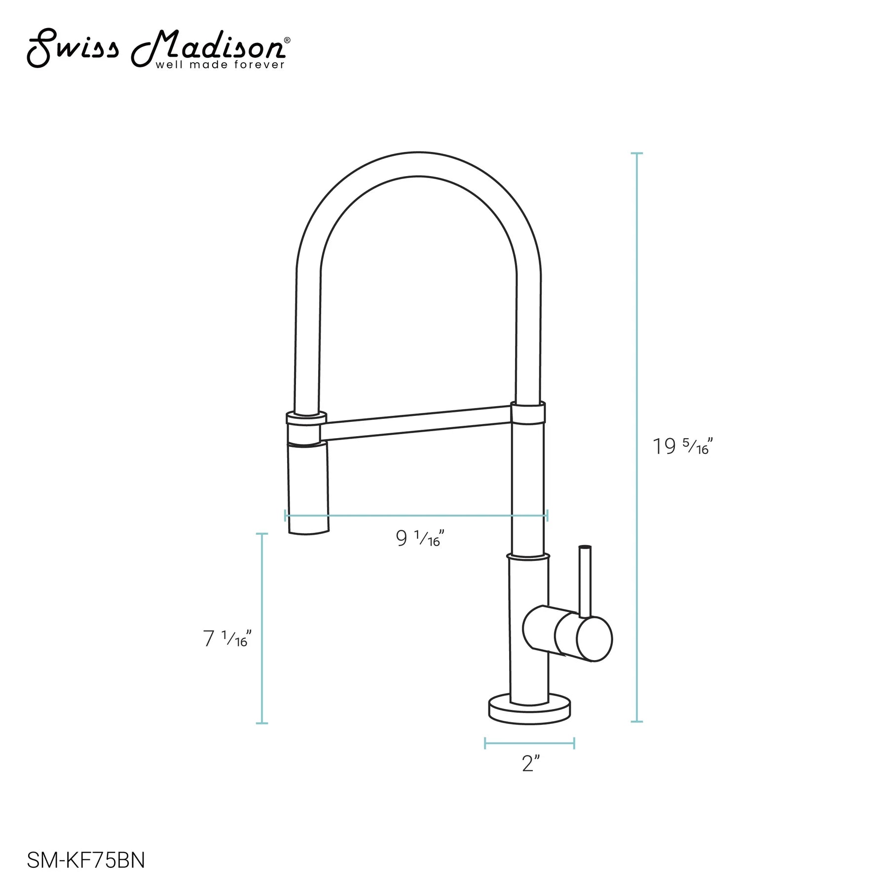Swiss Madison Troyes 19" Single Hole Brushed Nickel Pull-Down Kitchen Faucet