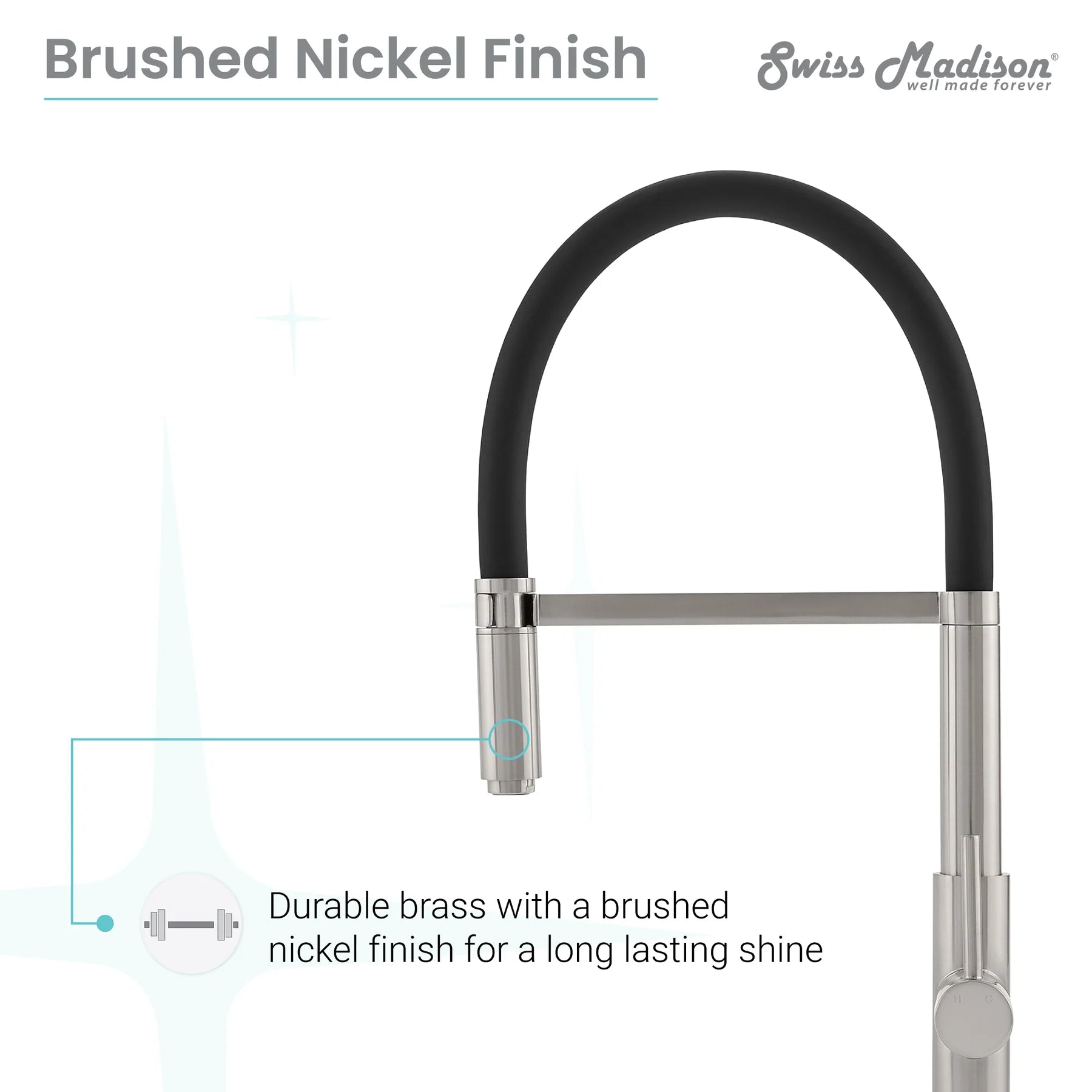 Swiss Madison Troyes 19" Single Hole Brushed Nickel Pull-Down Kitchen Faucet