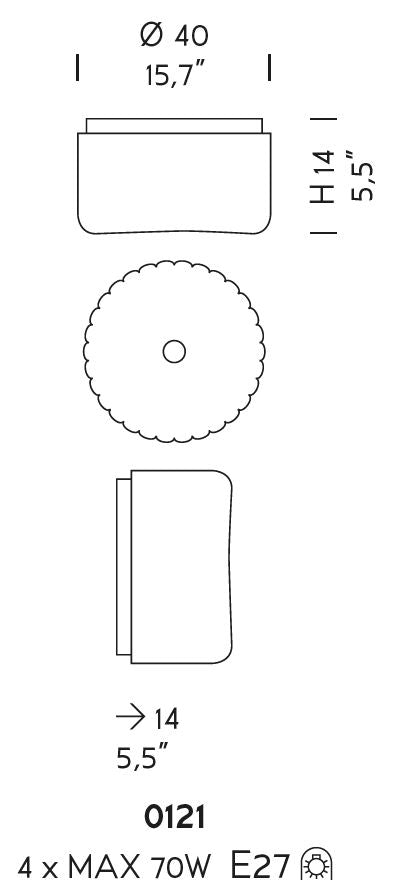 Sylcom Mask 0121-B-AMT Amethyst Wall Lamp in White Metal Finish