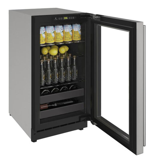 U-LINE 2218BEV 18" Stainless Frame Beverage Center With Field Reversible Door