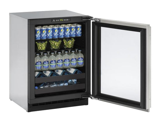U-LINE 2224BEV 24" Stainless Frame Beverage Center With Field Reversible Door