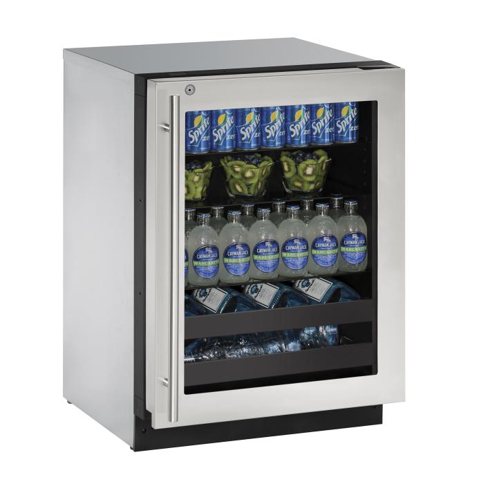 U-LINE 2224BEV 24" Stainless Frame Beverage Center With Lock and Right-Hand Hinge