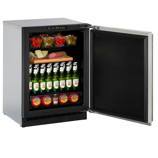 U-LINE 2224R 24" Stainless Solid Refrigerator With Reversible Door