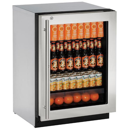 U-LINE 2224RGL 24" Stainless Frame Refrigerator With Lock and Right-Hand Hinge