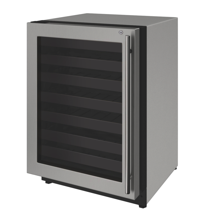 U-LINE 2224WC 24" Stainless Frame Wine Refrigerator With Lock and Left-Hand Hinge