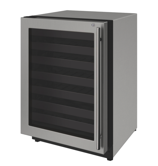 U-LINE 2224WC 24" Stainless Frame Wine Refrigerator With Lock and Left-Hand Hinge