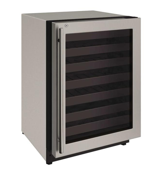 U-LINE 2224WC 24" Stainless Frame Wine Refrigerator With Lock and Right-Hand Hinge