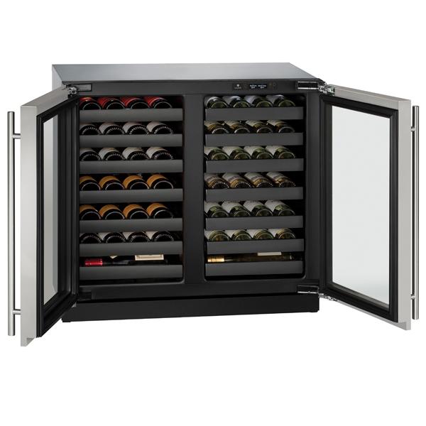 U-LINE 3036WCWC 36" Stainless Frame Dual-Zone Wine Refrigerator