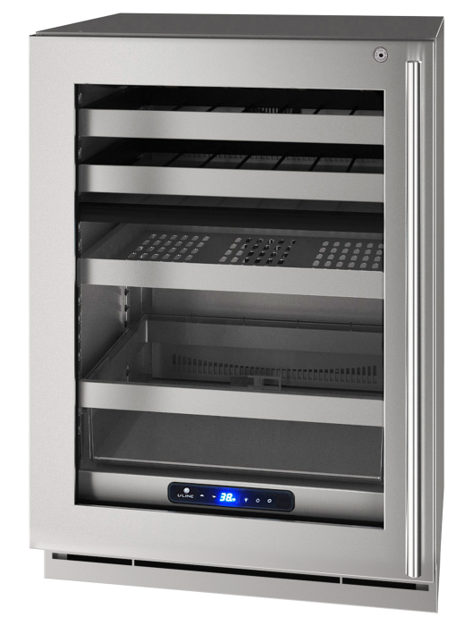 U-LINE HBD524 24" Stainless Frame Dual-Zone Beverage Center With Lock and Left-Hand Hinge