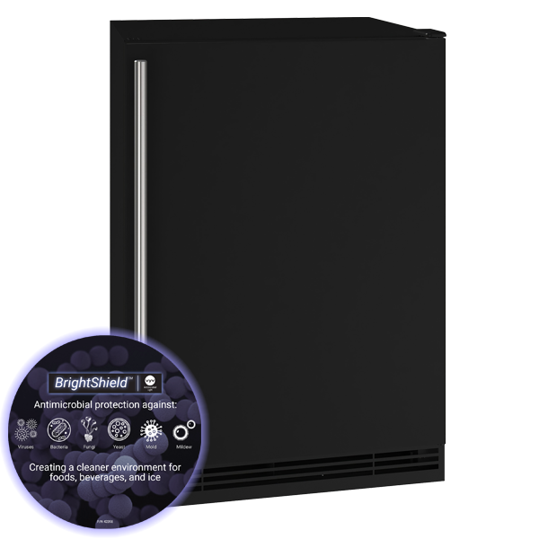U-LINE HRE124 24" Black Solid Refrigerator With BrightShield