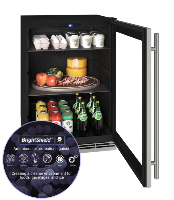 U-LINE HRE124 24" Stainless Frame Refrigerator With BrightShield