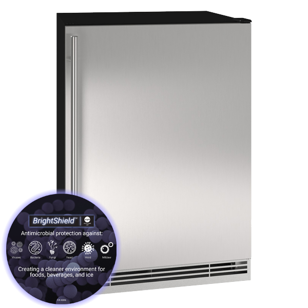 U-LINE HRE124 24" Stainless Solid Refrigerator With BrightShield
